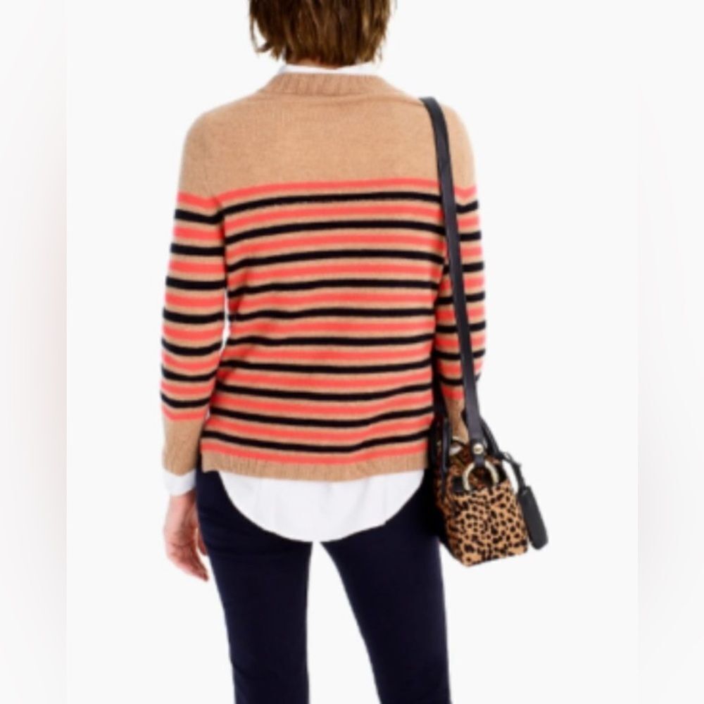 J.crew Everyday cashmere striped crewneck sweater size XL - Picture 2 of 7